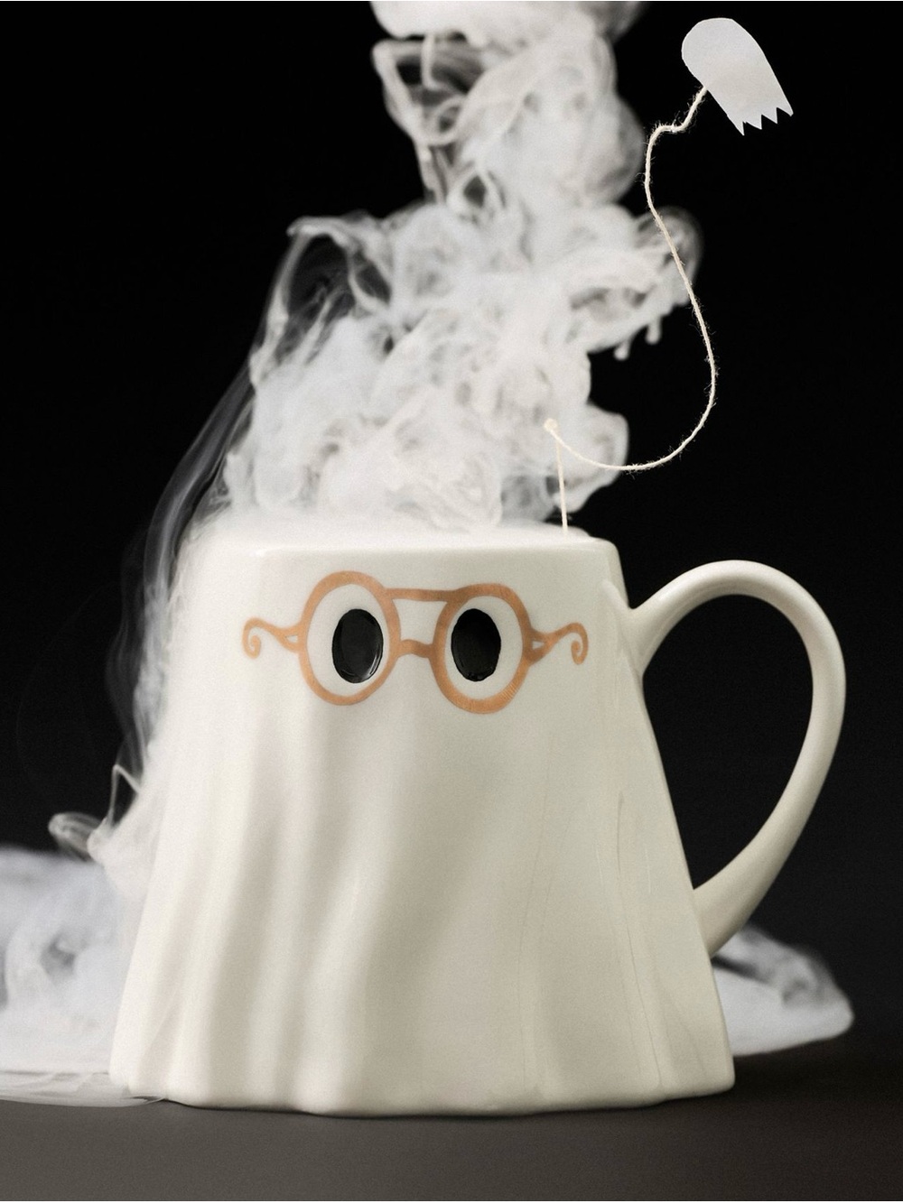 NWT Anthropologie The Mud Fairy 24k Gold Accent Ghost Mug Molly Hatch Halloween